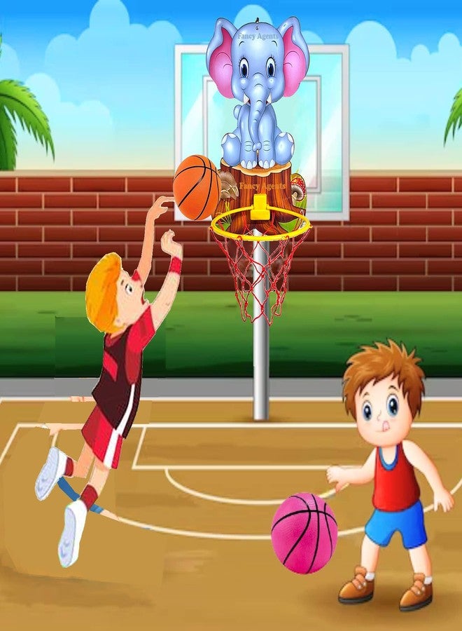 Fancy Agents Basket Ball for Kids for Boys/Girls| Elephant Animal Basketball Set|Basketball Portable Set with Hanging Board, Ring Net for Indoor and Outdoor Games| Birthday & Return Gift Set Standard - Image 2